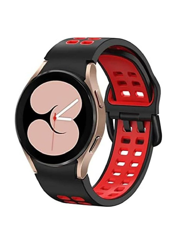 

Gennext Two Colour Silicone Replacement Band for Samsung Galaxy Watch 6 Classic 47/43mm/5 Pro 45mm/4 Classic 46/42mm, Black/Red