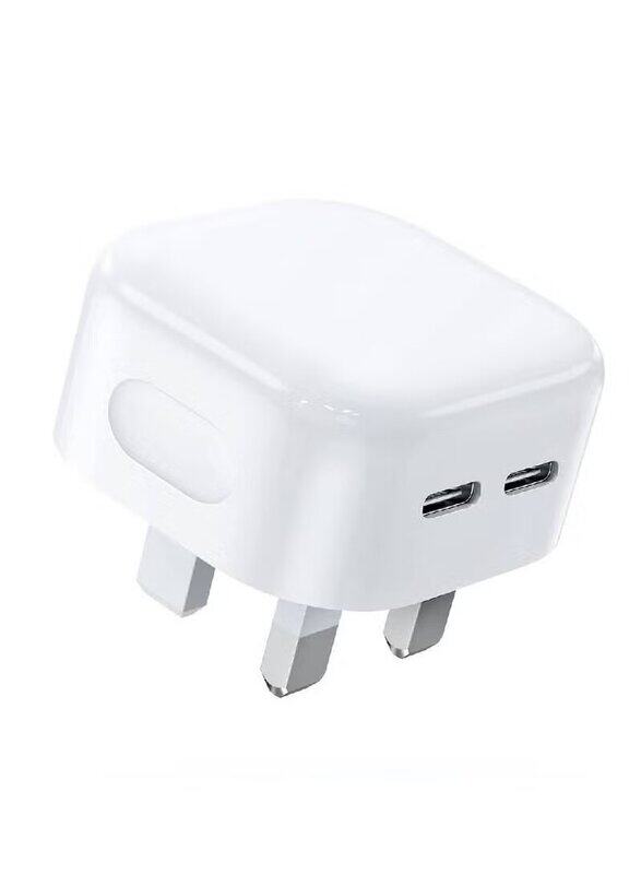 

Earldom 3 Pin Dual Port Wall Charger, 35W USB-C Power Adapter, White