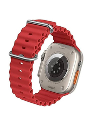 Gennext Replacement Silicone Hole Wavy Strap for Apple Watch Ultra/Ultra 2 49mm, Red