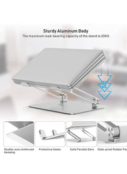 Adjustable Aluminium Stand with Antiskid Silicone Notebook Stand for Laptop, Silver