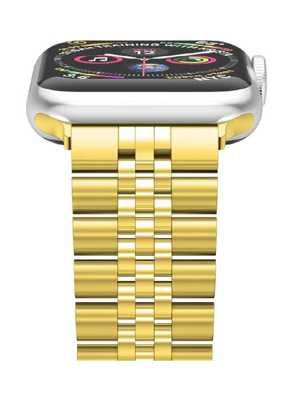 Gennext Stainless Steel Heavy Band with Butterfly Folding Clasp for Apple iWatch Series 6/SE Series 5/4/3/2/1 44mm/42mm, Gold