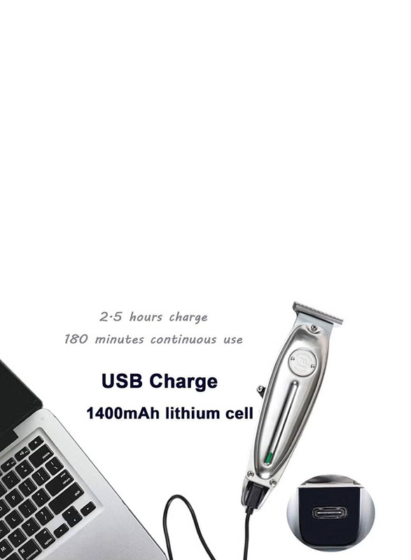 Professional Rechargeable & Cordless Hair Clipper, Silver