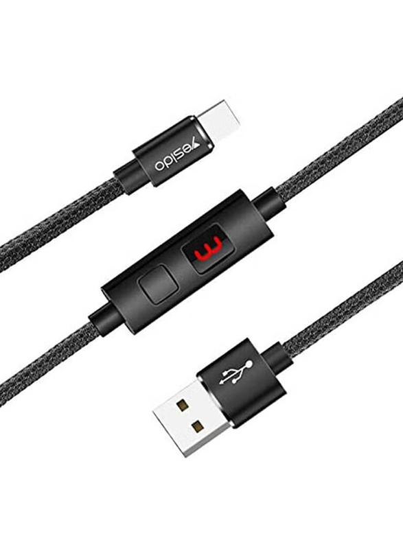 Yesido One Size USB Type-C Cable, USB Type-A Male to Type-C, Indicator and Timing Cut Off Data for Smartphones, Black