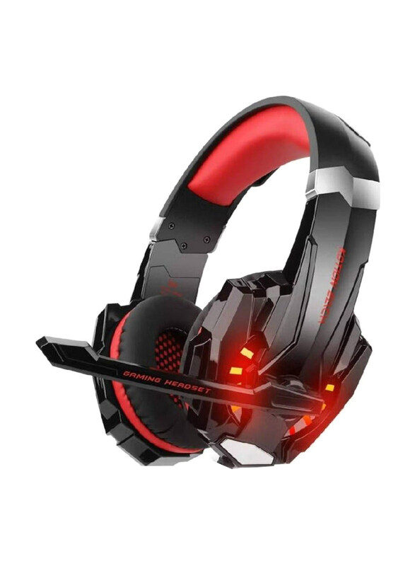 

Generic Gennext G2000 Deep Bass Over-Ear Gaming Headphones with Microphone LED Light for Computer PC Gamer, Red/Black