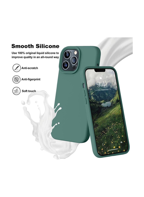 Apple iPhone 14 Pro Premium Silicone Protective Gel Slim Soft Mobile Phone Case Cover, Green