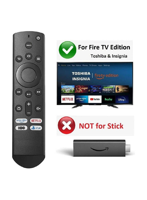 Gennext Universal Remote Control Replacement for Toshiba-Insignia-Smart-Fire-TV-Edition Controller LED, QLED, LCD, 4K UHD, HDTV, HDR TV with Netflix, Prime Video & HBO Button, Black