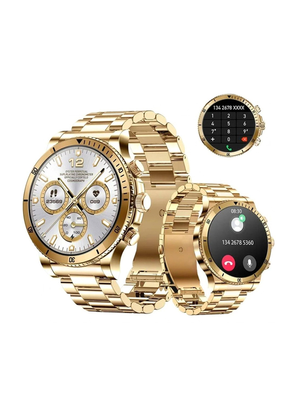 Smart Activity with Heart Rate Blood Pressure Sleep Monitor Bluetooth Call IP67 Waterproof Smartwatch, Gold