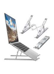 Gennext Adjustable Laptop Stand Portable Aluminium Laptop Riser Laptop Holder for Desk Foldable Ventilated Cooling Computer Support Stand for Apple MacBook Pro/Air HP Sony Dell, Silver