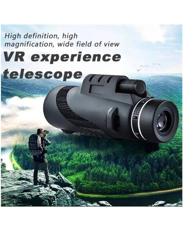 Universal Indoor/Outdoor 40 x 60 HD Zoom Optic Lens Day Night Vision Monocular and Tourism Telescope Binoculars Scope for Smartphones, Black