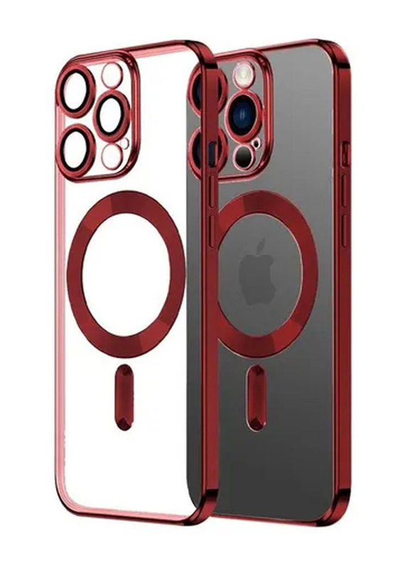 Zoomee Apple iPhone 14 Pro Soft TPU Mobile Phone Back Case Cover with Lens Protection, Red