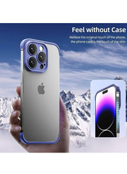 Gennext Apple iPhone 14 Pro Shockproof Bumper Borderless Design Camera Lens Protection Thin Lightweight Soft Silicone Frameless Mobile Phone Case Cover, Blue