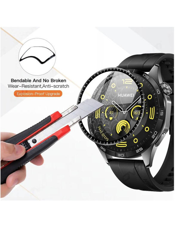 Zoomee Protective Anti-Scratch Bubble-Free and Dust-Free Premium Tempered Glass Screen Protector for Huawei Watch GT 4 46mm, Clear/Black