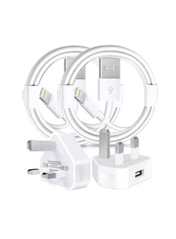 Gennext Lightning USB Plug Rapid Wall Charger Travel Plug for Apple iPhone 13 112/11/XS/XR/X/8/7/I, 2 Piece, White