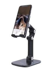 Double Folding Free Rotation Support Mobile Phone Holder for Smartphones, Black