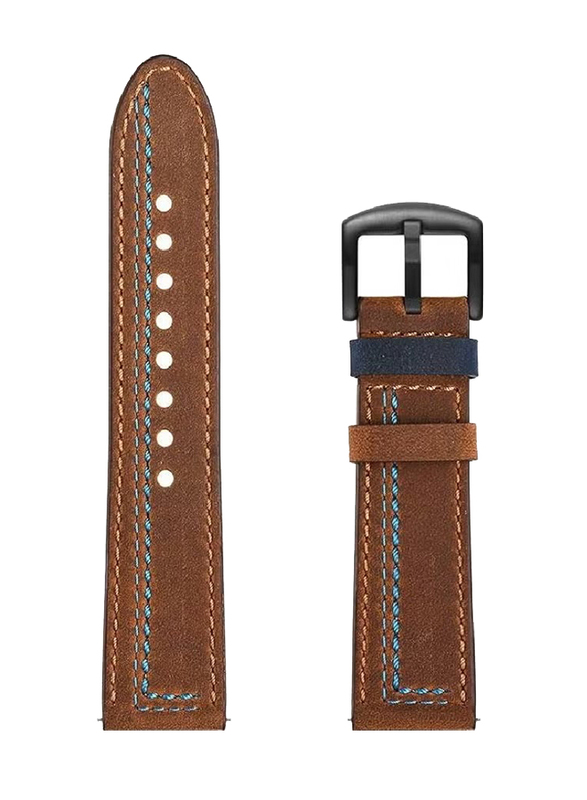 Genuine Grain Leather Quick Release Business Watch Band for Huawei GT2/GT2 PRO/GT3/GT3 PRO/GT Runner 22mm, Brown