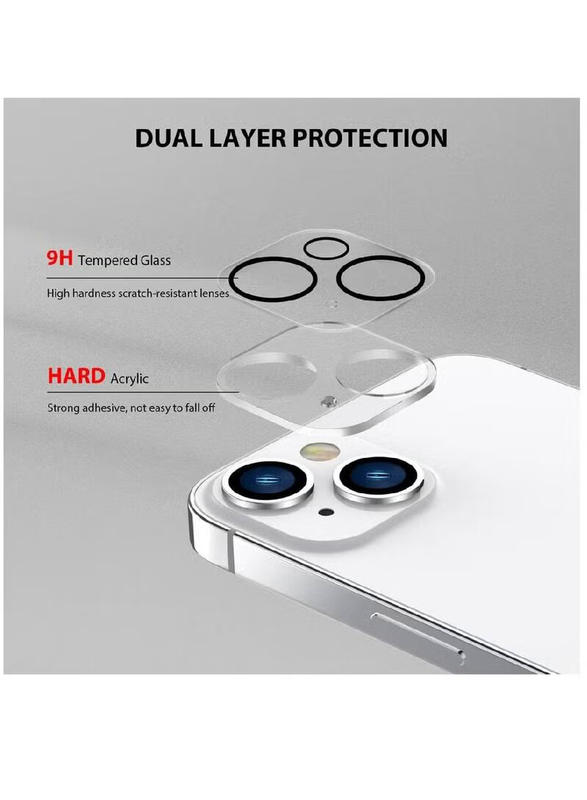 Apple iPhone 14 Plus Ultra Premium 9H Full Coverage Tempered Glass Camera Lens, 3 Pieces, Clear/Black