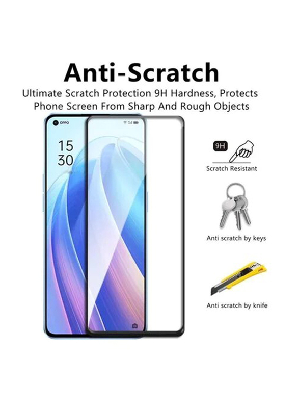 OPPO Reno7 SE 5g 9H Full Coverage Tempered Glass Screen Protector, Black/Clear