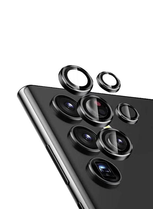 Gennext Samsung Galaxy S23 Ultra 5G 2023 9H Metal Individual Ring Tempered Glass Camera Lens Screen Protector Cover, Black