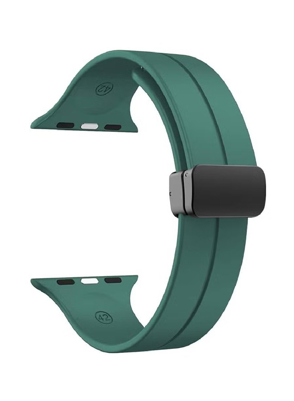 Gennext Soft Silicone Magnetic Buckle Replacement Sport Watch Band for Apple Watch Ultra/Watch Ultra 2 49mm, Pine Green