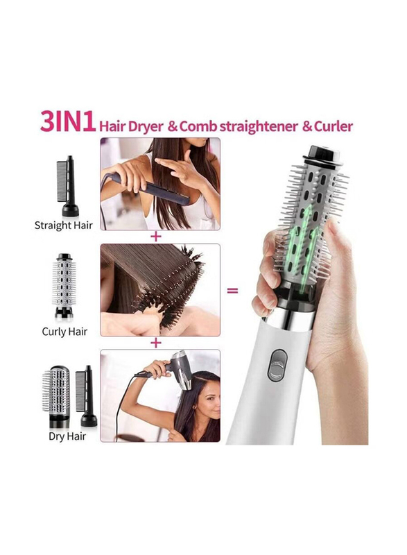 3 in 1 Hair Straightener Brush, White