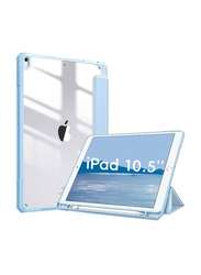 Hyx Apple iPad Air (3rd Gen) 2019/iPad Pro 2017 10.5" Shockproof Tablet Case Cover with Clear Transparent Back Shell & Built-in Pencil Holder, Blue