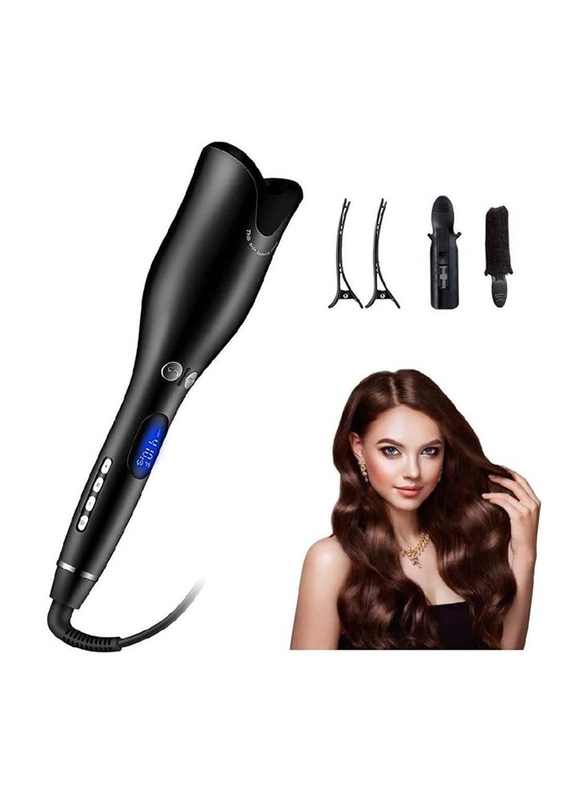 Automatic Hair Curler Ceramic Rotating for Stunning Wavy Hair with Display and Adjustable Temperature, Black