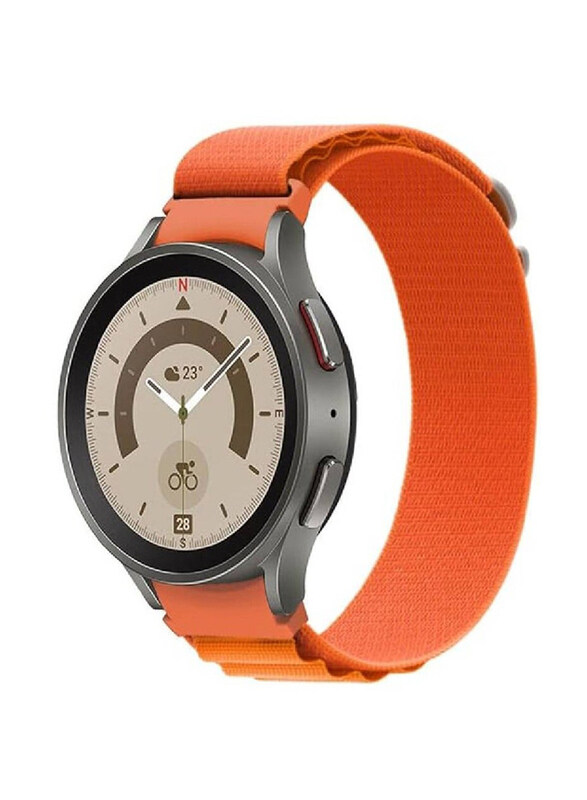 

Gennext Metal G Hook Replacement Nylon Loop Sport Band for Samsung Galaxy Watch 4/4 Classic/5/5 Pro/6/6 Classic, Orange