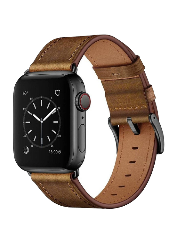 Replacement Genuine Leather Strap for Apple Watch Ultra Band 49mm/iWatch Series 8/7/6/5/4/3/2/1/SE/Ultra 49/45/44/42mm, Brown