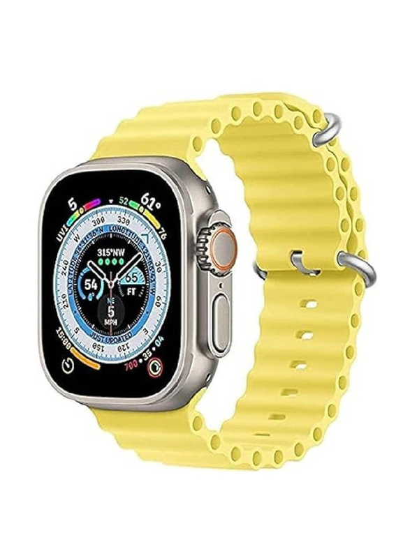 

Gennext Replacement Silicone Hole Wavy Strap for Apple Watch Ultra/Watch Ultra 2 49mm, Yellow