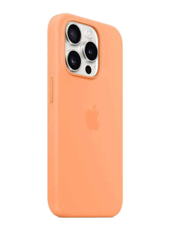 Gennext Apple iPhone 15 Pro Max Slim Liquid Silicone Shockproof Protective Anti-Scratch Microfiber Mobile Phone Case Cover, Orange