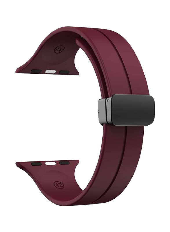 Gennext Soft Silicone Magnetic Buckle Replacement Sport Watch Band for Apple Watch Ultra/Watch Ultra 2 49mm, Wine Red