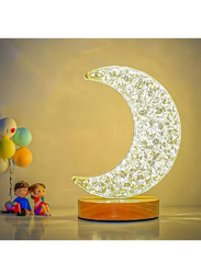 Gennext USB Rechargeable Moon Shape Dimming Crystal Night Light Table Lamp, White