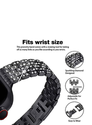 Gennext Women Slim Jewellery Bling Band Diamond Rhinestone Bracelet for Apple Watch Ultra 49mm, Black