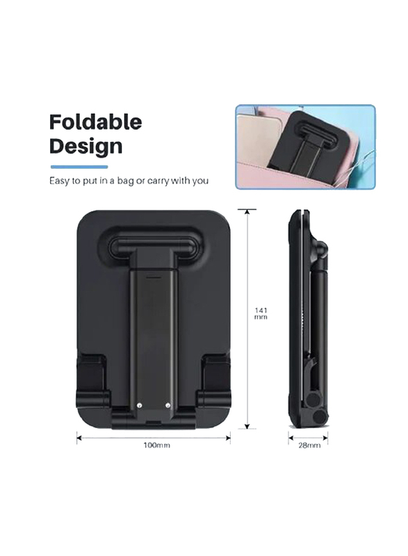 Gennext Foldable & Adjustable Tablet Stand for Phones/iPad Pro 11/Samsung Galaxy Tabs/Kindle & Nintendo Switch, Black