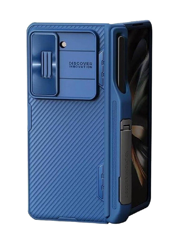 

Gennext Samsung Galaxy Z Fold 5 5G Built-In Kickstand Camshield with S Pen Holder Anti-Scratch Foldable Mobile Phone Case Cover, Blue