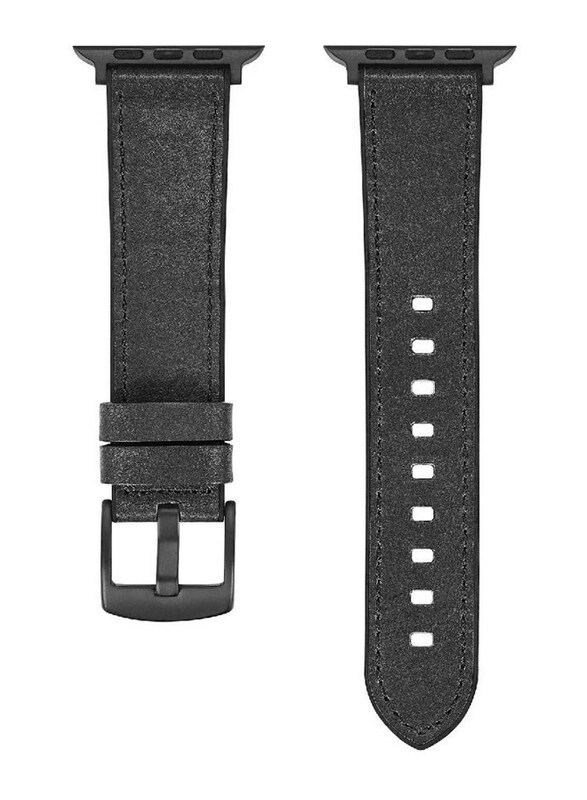 

Gennext Replacement Genuine Leather Watch Strap for Apple Watch 49mm/45mm/44mm/42mm, Black