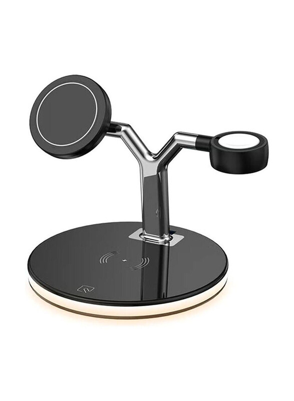 

Gennext 3-in-1 Wireless Fast Charging Stand, Black/Silver