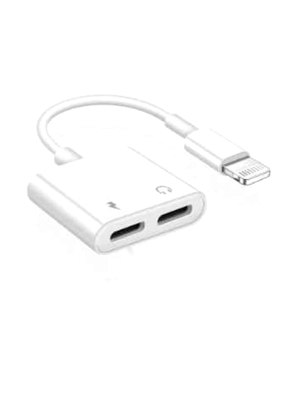 

Gennext 2 In 1 Headphones Adapter Splitter, Lightning Male to Dual Lightning for Apple iPhones/iPad, White