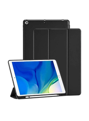 Gennext Apple iPad 10.2-inch 9th/8th/7th Gen 2021/2020/2019 iPad  Slim Soft TPU Back Smart Magnetic Stand Case Cover with Pencil Holder, Black