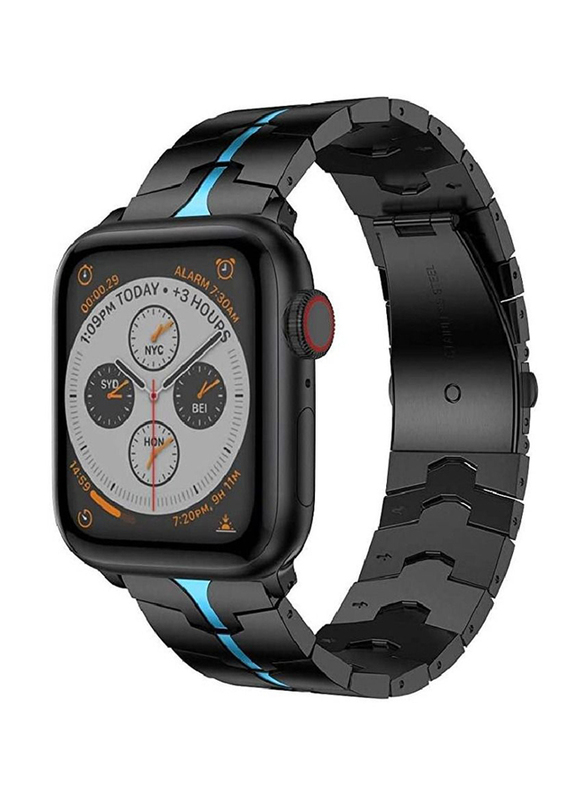 Gennext Stainless Steel Band for Apple Watch 44mm/42mm/45mm, Black/Blue