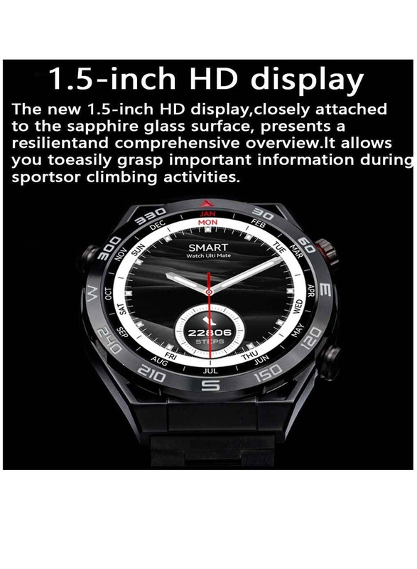 1.5-inch HD Touch Screen Bluetooth Call Smartwatch for Android iOS, Black