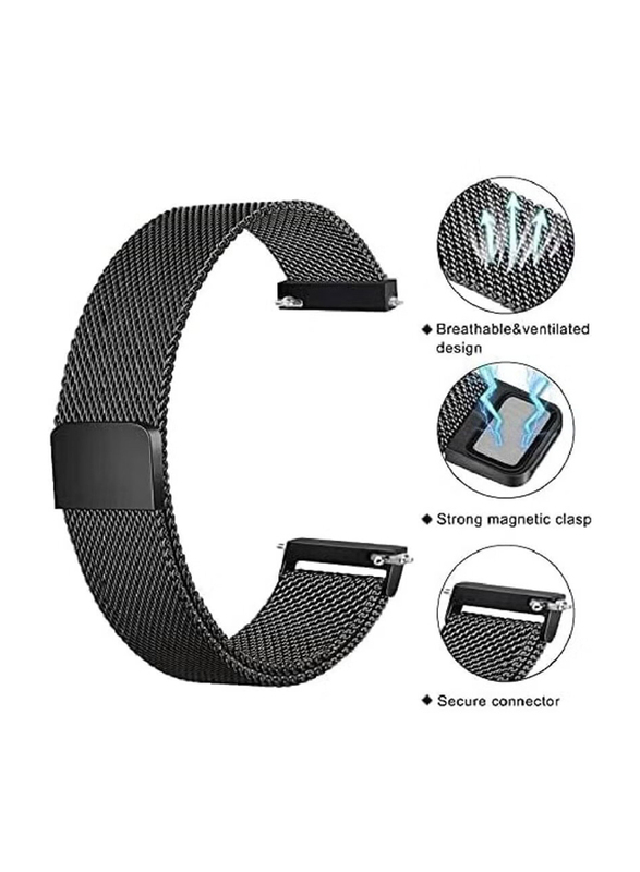 Gennext Replacement Stainless Steel Magnetic Clasp Strap for Amazfit GTR 4/GTR 3 Pro/GTR 3/GTR 2e/GTR 2/GTR 47mm, Black