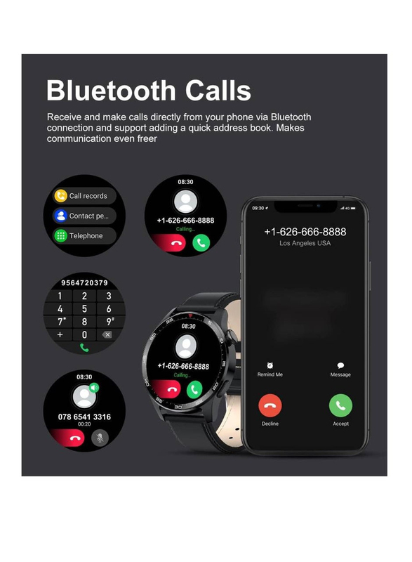 Heart Rate Blood Pressure Sleep Monitor Bluetooth Call IP67 Waterproof Smartwatch for Men, Black