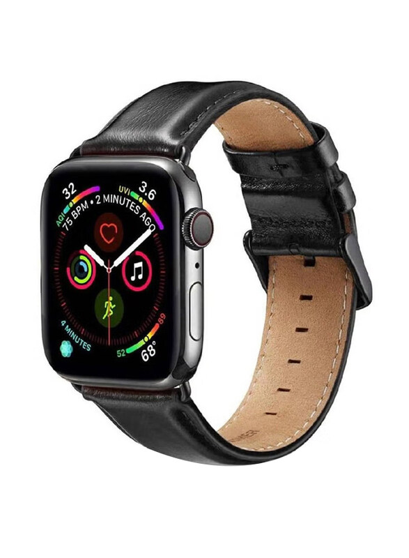 

Gennext Replacement Genuine Leather Strap for Apple Watch Series 7/6/5/4/3/2/1/SE 41mm/40mm/38mm, Black