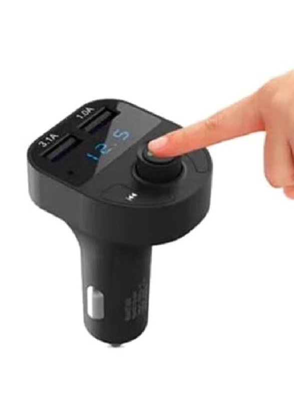 Earldom Bluetooth FM Transmitter Fast Car Charger, Black