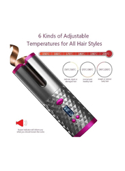 Cordless Auto Curling Iron Hair Curlers Waves Intelligent Hair Curler Roller USB Rechargeable Wand Curling Iron for Hair Tools, Grey