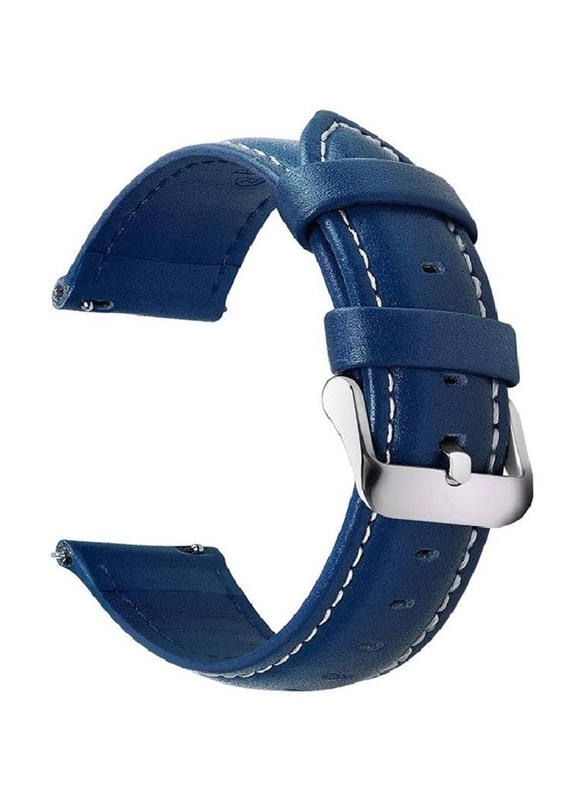 Gennext Quick Release Genuine Leather Band for 20mm Smartwatch, Blue