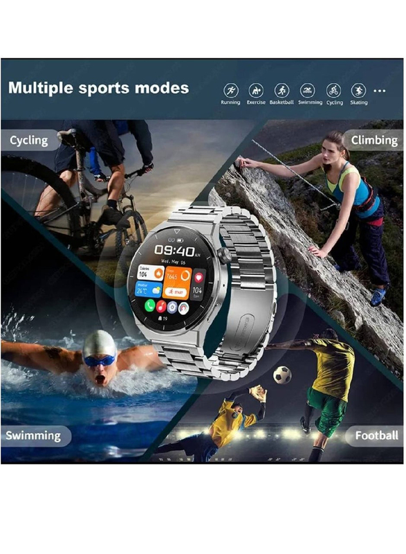Split Screen Fitness Activity Smartwatch with Heart Rate Blood Pressure Sleep Monitor Bluetooth Call IP67 Waterproof, Silver