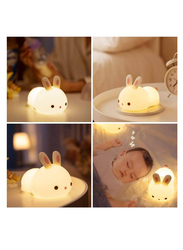 Adjustable Silicone Soft Bunny Night Light with Touch Sensor, White