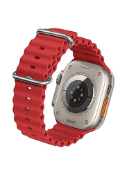 Zoomee Replacement Silicone Hole Wavy Strap for Apple Watch Series 8 Ultra 49mm, Red